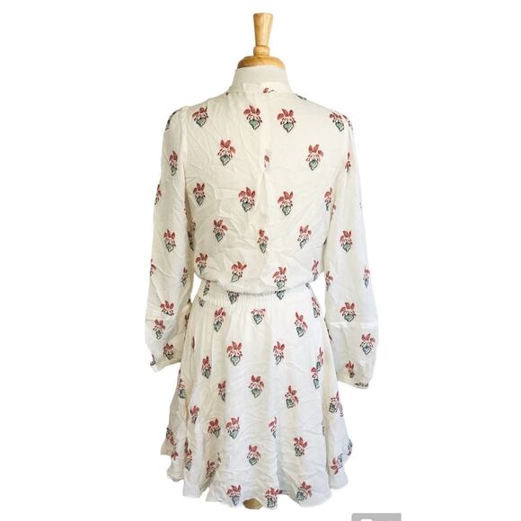 A.L.C. Dasha Silk Floral Shirt Dress Long Sleeve Mini, Pit to Pit: 15" - Picture 6 of 12